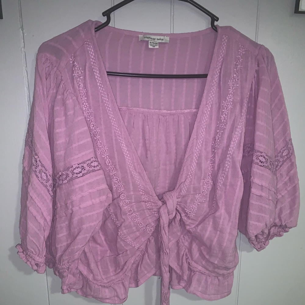 Womens cropped tie blouse